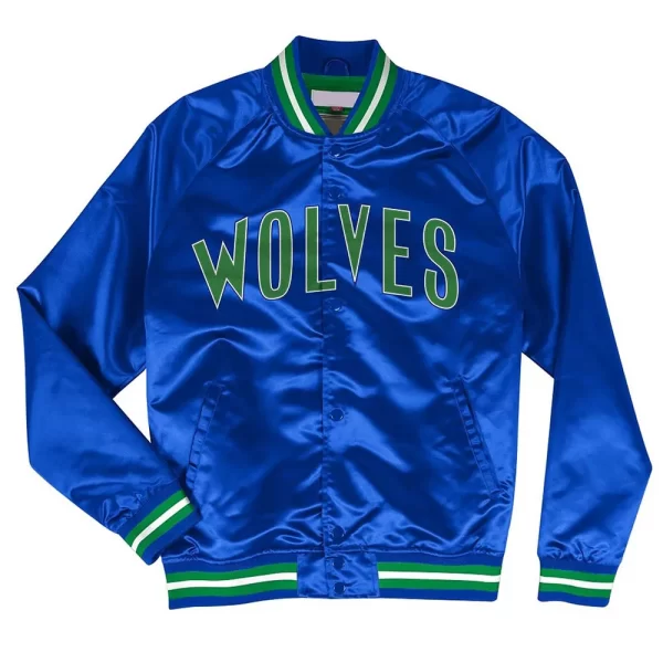 Minnesota Timberwolves Heavyweight Blue Satin Jacket