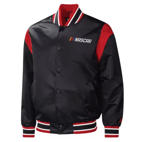 NASCAR Force Play Black Varsity Satin Jacket