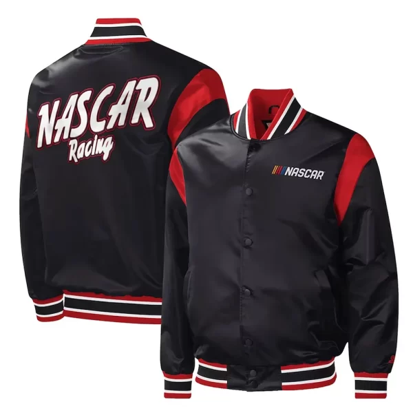 NASCAR Force Play Varsity Black Satin Jacket