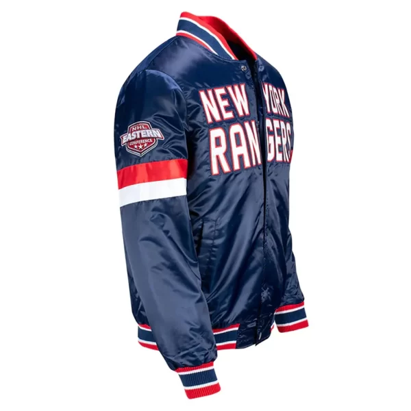 NY Rangers Home Game Blue Satin Jacket