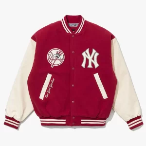 NY Yankees Baseball Dark Red Wool Varsity Jacket