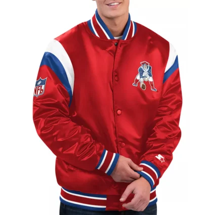 New England Patriots Shutout Throwback Satin Red Jacket