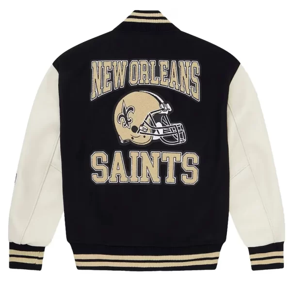 New Orleans Saints OVO Black and White Wool Varsity Jacket