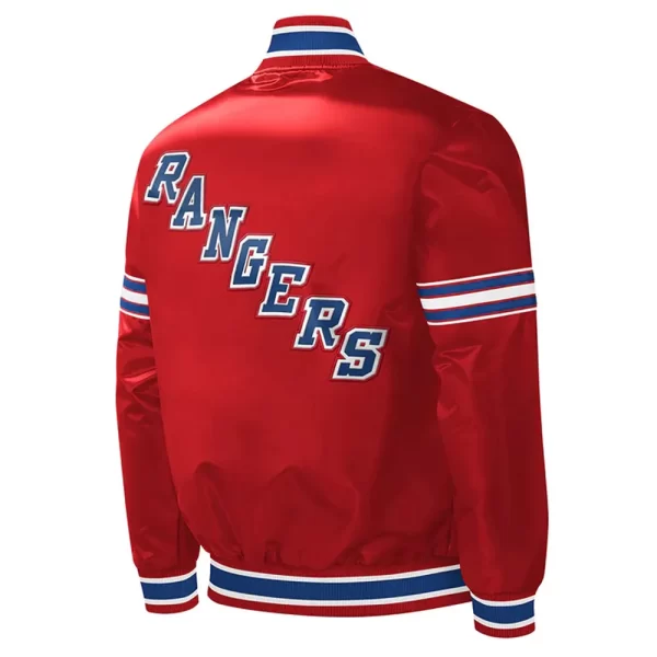 New York Rangers Slider Red Varsity Satin Jacket