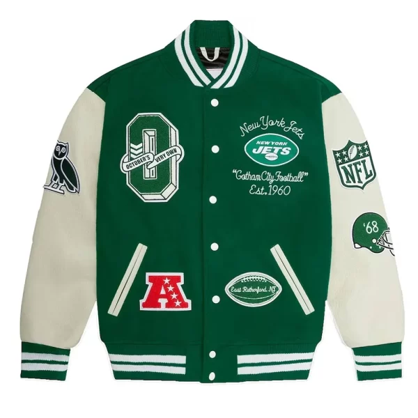 OVO NY Jets Green Wool Varsity Jacket