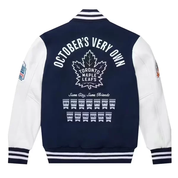 OVO Toronto Maple Leafs Navy Blue & White Varsity Wool Jacket