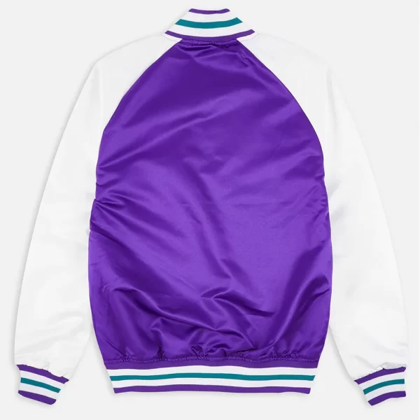 Prime Time Utah Jazz Purple & White Varsity Satin Jacket