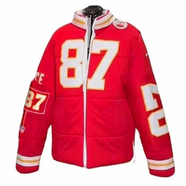 Red Travis Kelce 87 Taylor Swift Puffer Jacket