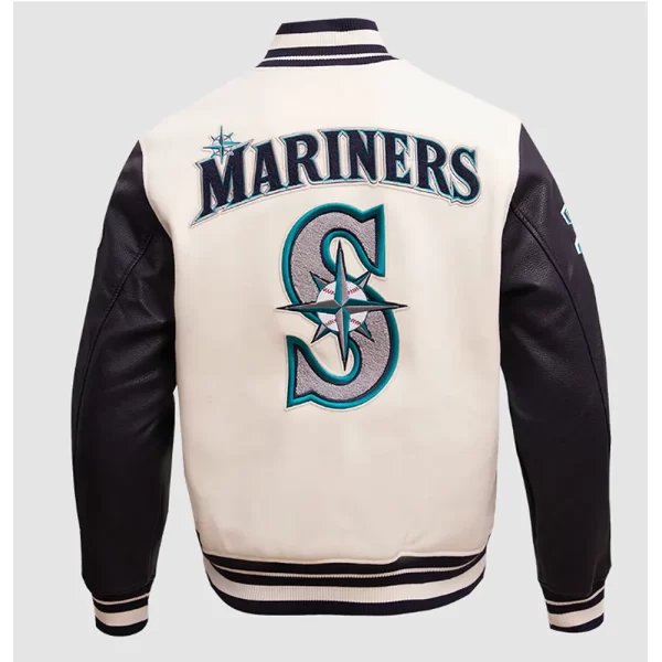 Retro Classic Rib Seattle Mariners Wool Leather Varsity Jacket