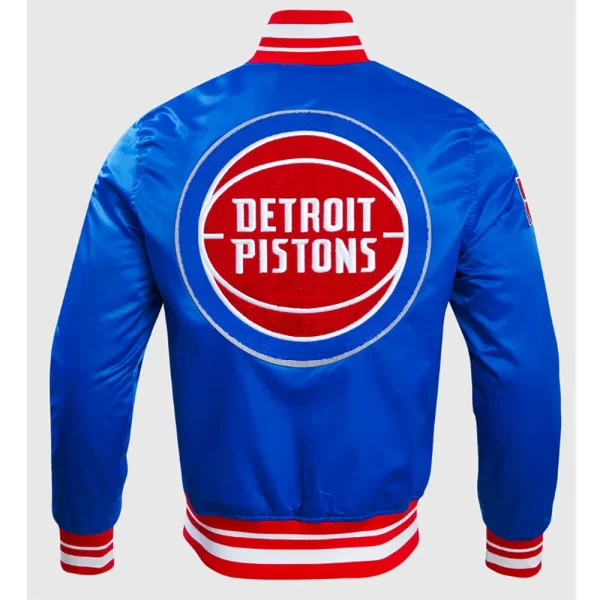 Retro Detroit Pistons Classic Rib Full-Snap Satin Jacket