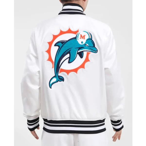 Retro Miami Dolphins Classic Rib Full-Snap Satin Jacket