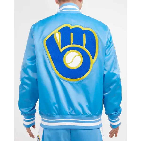 Retro Milwaukee Brewers Classic Rib Full-Snap Satin Jacket