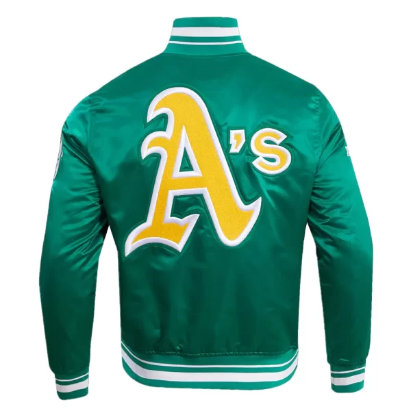 Retro Oakland Athletics Classic Rib Full-Snap Satin Jacket