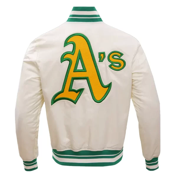 Retro Oakland Athletics Classic Rib Satin White Jacket