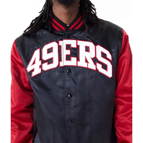 San Francisco 49ers Applique Black & Red Satin Jacket