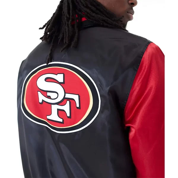 San Francisco 49ers Applique Black & Red Satin Jackets