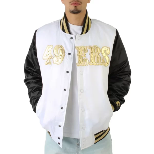 San Francisco 49ers Gold Patches Satin Jacket