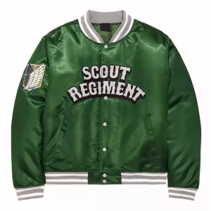 Scout Regiment Attack on Titan Green Bomber Satin Jacket