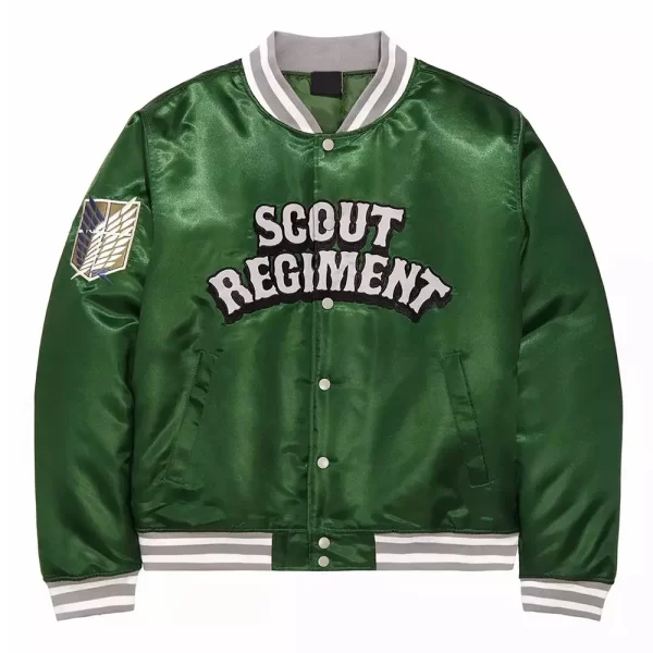 Scout Regiment Attack on Titan Green Bomber Satin Jacket