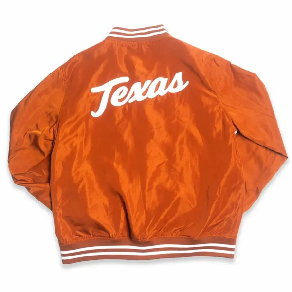 Script Texas Longhorns Classic Bomber Brown Satin Jacket