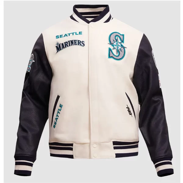 Seattle Mariners Retro Classic Rib Wool Varsity Jacket