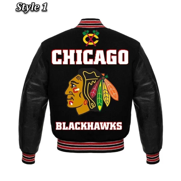 Styles Chicago Blackhawks Wool Leather Varsity Jacket