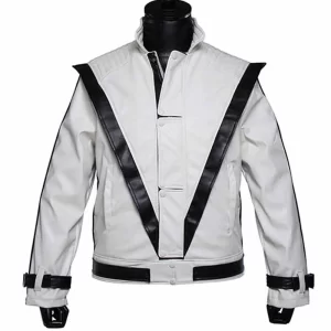 Thriller Michael Jackson White Leather Jacket