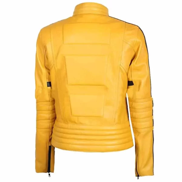 Uma Thurman The Bride Kill Bill Yellow Leather Motorcycle Jacket