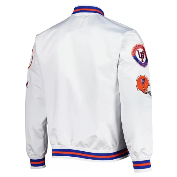 White Florida Gators City Collection Varsity Satin Jacket