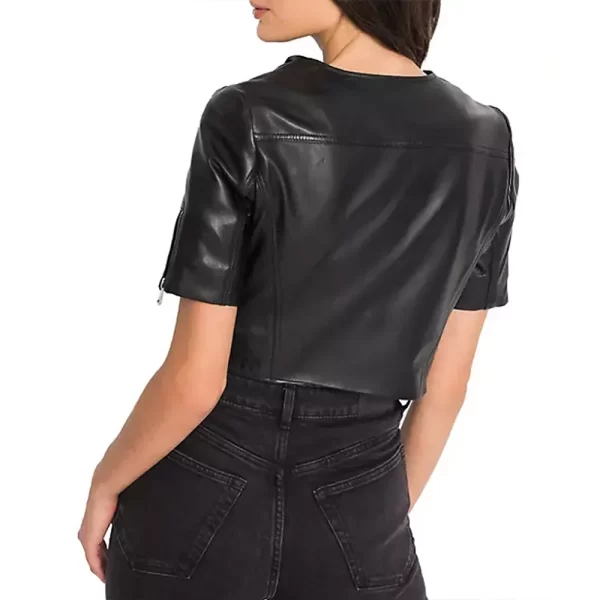 Women’s Short Sleeve Leather Jacket