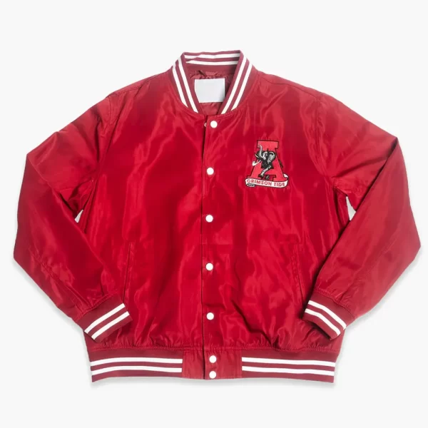 Alabama Crimson Tide Vintage Logo Bomber Satin Jacket