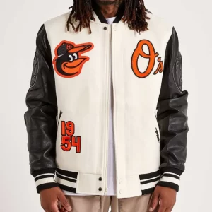 Baltimore Orioles Black and Off White Varsity Jacket