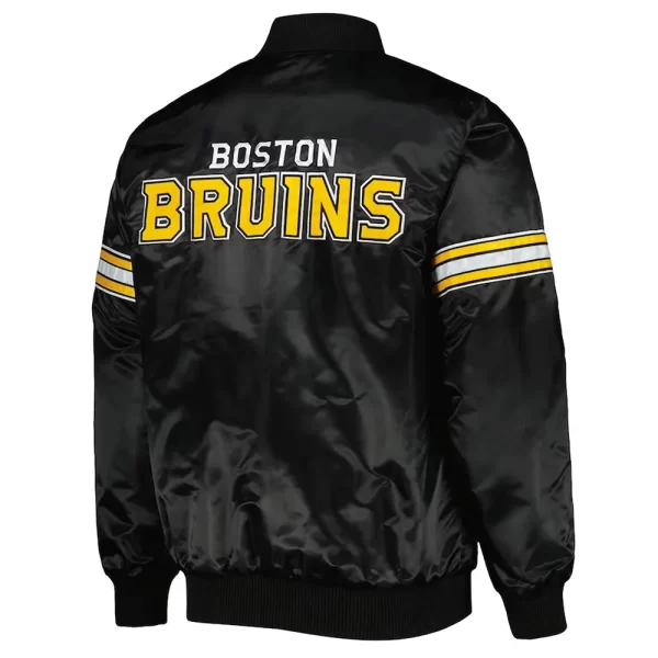 Black Boston Bruins Pick & Roll Varsity Satin Jacket