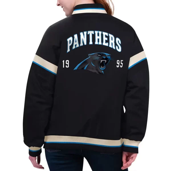 Black Carolina Panthers Tournament Varsity Satin Jacket