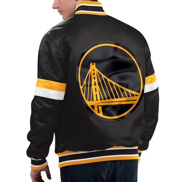 Black Golden State Warriors Home Game Varsity Satin Jacket