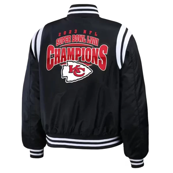 Black Kansas City Chiefs Super Bowl LVIII Champions Bomber Varsity Jacket