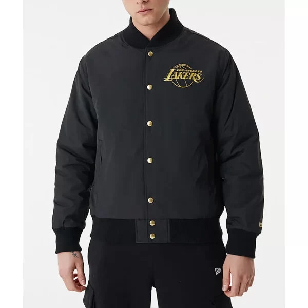 LA Lakers Team Script Black Bomber Jacket