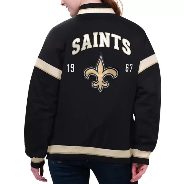 Black New Orleans Saints Tournament Varsity Satin Jacket