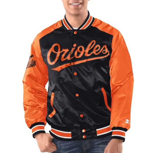 Black & Orange Baltimore Orioles Varsity Satin Jacket