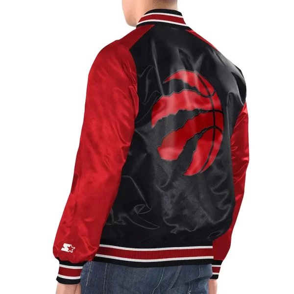 Black & Red Renegade Toronto Raptors Full-Snap Varsity Satin Jacket