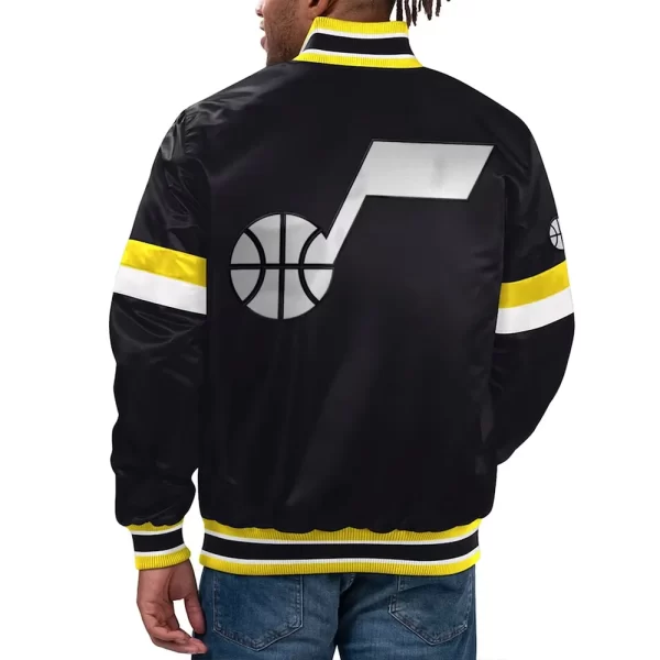 Black Utah Jazz Home Game Varsity Satin Jacket