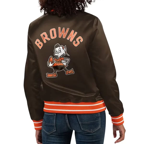 Brown Cleveland Browns Full Count Varsity Satin Jacket