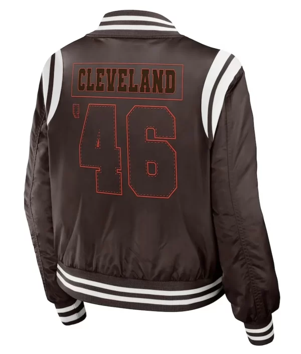 Brown Cleveland Browns Teddy Varsity Bomber Jacket
