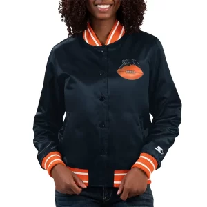 Chicago Bears Full Count Navy Blue Satin Jacket