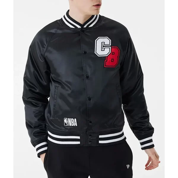 Chicago Bulls NBA Bomber Black Satin Jacket