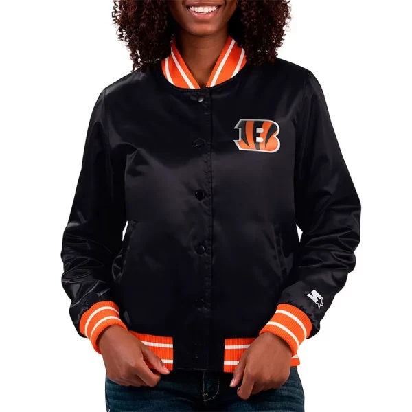 Cincinnati Bengals Full Count Black Varsity Satin Jacket