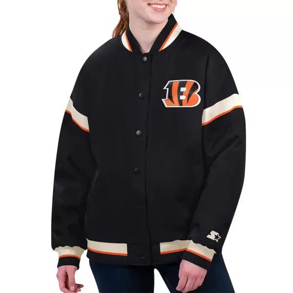 Cincinnati Bengals Tournament Black Satin Varsity Jacket