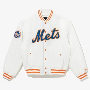 Cooperstown New York Mets Chrome Satin White Jacket