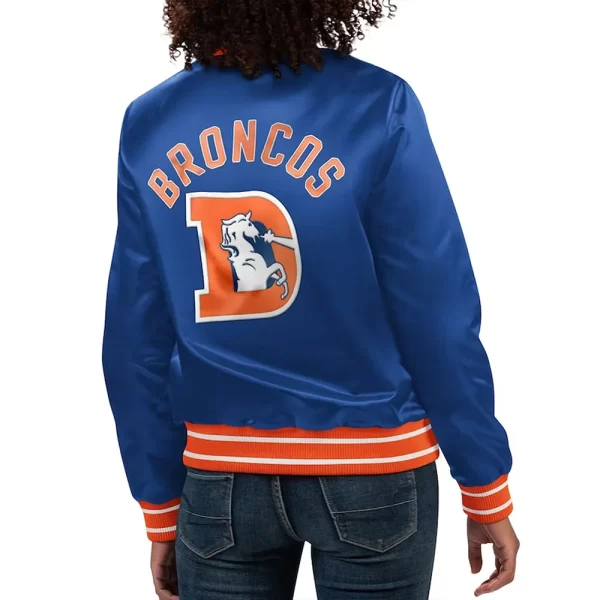 Denver Broncos Full Count Blue Varsity Satin Jacket