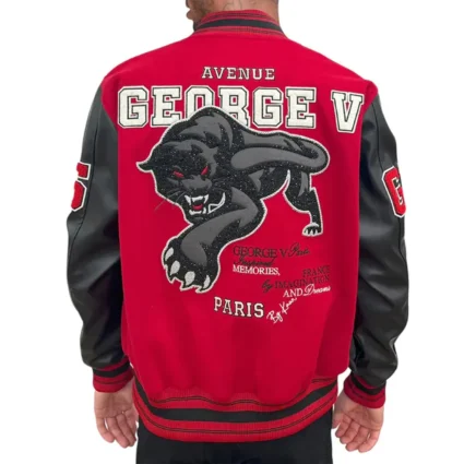 George V Panther Wool Varsity Jacket